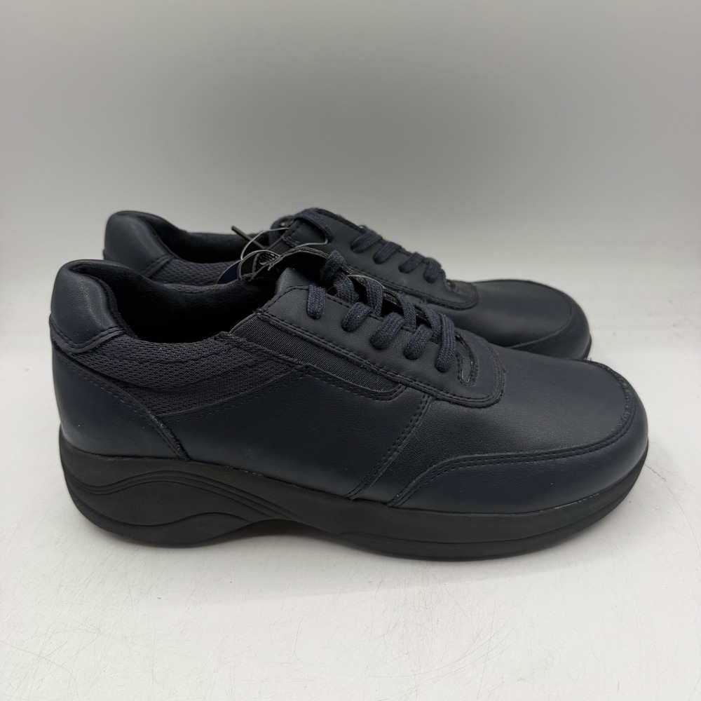 Easy Works Street Work Shoes Womens 8.5 W WIDE Navy Blue Leather Slip Resistant